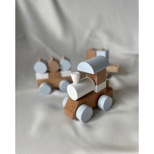 Tiny Wood Bebek - Çocuk Ahşap Eğitici Oyuncak Bloklu Tren Bul Tak Puzzle Vagonlu Tren Ahşap Oyuncak Tren