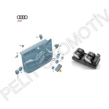 Pelit Otomotiv Audi A5 (2008-2011) Sol Dörtlü Cam Açma Düğmesi 8K0959851F