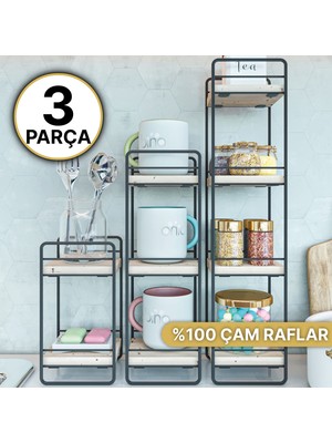 Bino Duvar Rafı 3 Lü Mini Set Doğal Ahşap Yatak Odası Dekoratif Salon Oturma Çalışma Odası Rafı