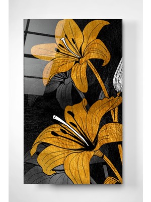 Hinora Gold Yaprak Cam Tablo, Dekoratif Cam Tablo