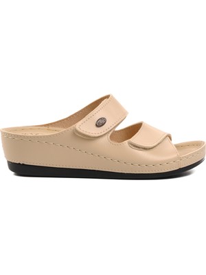 Ayakmod 15.009 Bej Kadın Dolgu Topuk Terlik