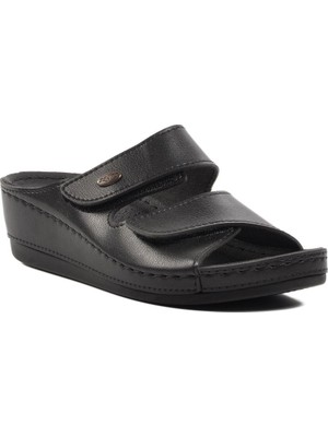 Ayakmod 15.009 Siyah Kadın Dolgu Topuk Terlik