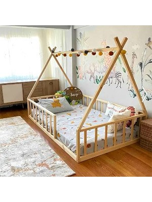 Loolpi Home Loolpi Home Montessori Bebek ve Çocuk Karyolası Unisex Doğal Ahşap Yatak