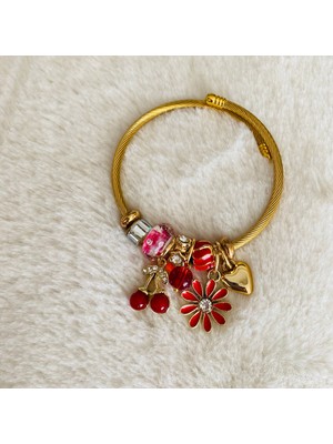 CK Accessories Gold Pandoramodel Çiçekli Charm Kadın Bileklik