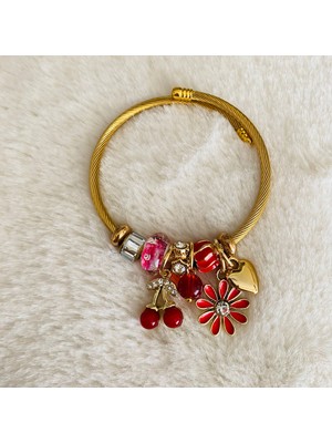 CK Accessories Gold Pandoramodel Çiçekli Charm Kadın Bileklik