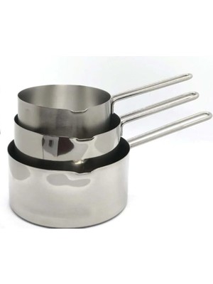 Çeçen Home 3 Lü Set Paslanmaz Çelik Sütlük Ve Sosluk 12 Cm 14 Cm 16 Cm