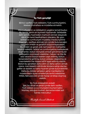 Hinora Atatürk'ün Gençliğe Hitabesi Cam Tablo, Dekoratif Cam Tablo