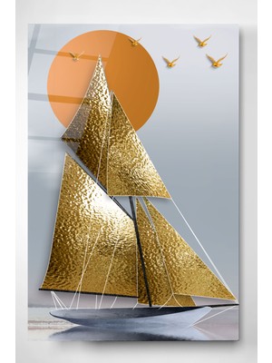 Hinora Yelkenli Cam Tablo, Dekoratif Cam Tablo