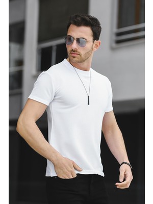 Oksit Caster Ottoman Kumaş Basic Slim Fit Likralı Erkek Tshirt