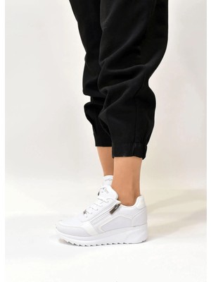 Konfores 1662 Anatomik Tabanlı Fermuarlı Bayan Sneakers Ayakkabı - NKT01662-BEYAZ-36