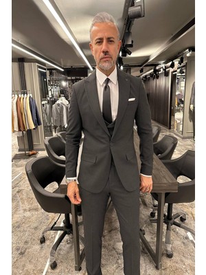 Fc Plus DÜZ YELEKLİ FÜME TAKIM ELBİSE