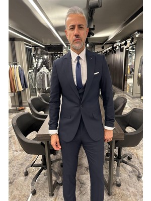 Fc Plus DÜZ YELEKLİ LACİVERT TAKIM ELBİSE