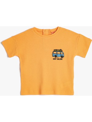 Koton Tişört Bisiklet Yaka Kısa Kollu Araba Baskı Detaylı Pamuklu