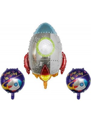 Kidspartim Roket Folyo Balon 3 Lü