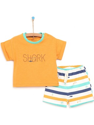 Bebbek Baby Shark Tshirt-Şort Takım Erkek Bebek