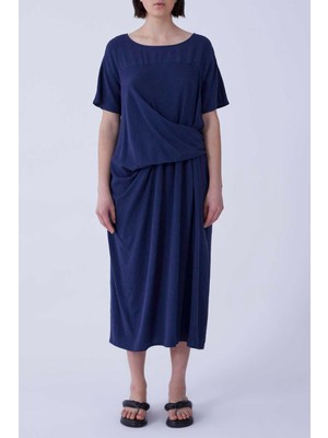 ROMAN Bel Detaylı Midi Elbise Lacivert Y2111073_015