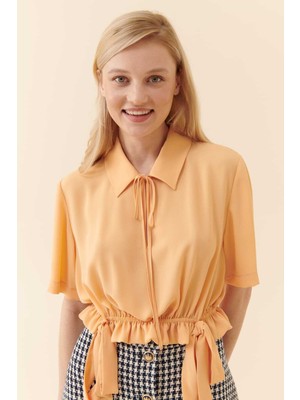 ROMAN Beli Lastikli Bluz Kayısı Y2313016_033