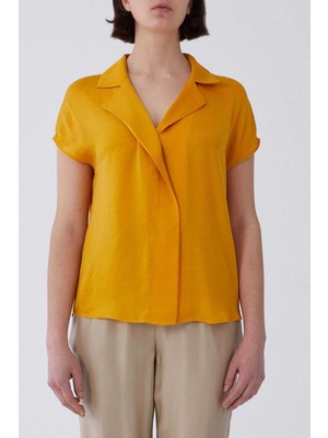 ROMAN Kısa Kol Sırt Detaylı Bluz Safran Y2113078_041