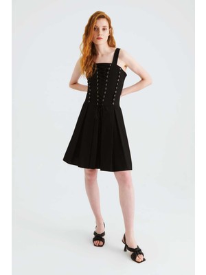 ROMAN Bağlamalı Askılı Abiye Elbise Siyah Y2211095_001