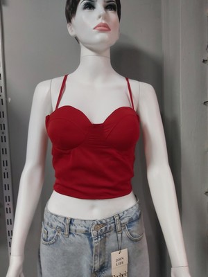 My Model Kırmızı Korse Crop