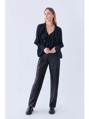 ROMAN Geniş Parlak  Kadın Pantolon Siyah K2212079_001