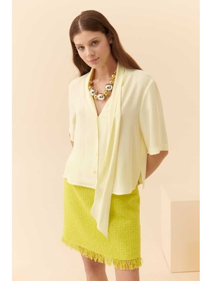 ROMAN Kuşak Detaylı Krep Kadın Gömlek Lime Y2313600_428