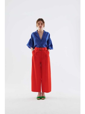 ROMAN Geniş Paçalı Kadın Pantolon Nar Çiçeği Y2212042_112