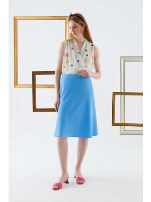 ROMAN Volanlı Midi Boy Etek Mavi Y2215047_036
