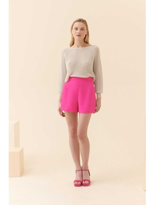 ROMAN Krep Kadın Şort Fuşya Y2312615_003
