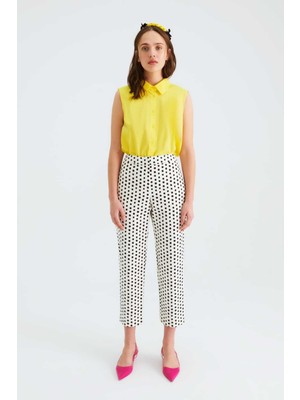 ROMAN Puantiyeli Kadın Pantolon Siyah-Ekru Y2212039_118