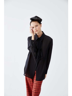 ROMAN Boyun Detaylı  Kadın Gömlek Siyah K2213503_001