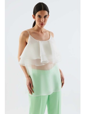 ROMAN Askılı  Transparan Bluz Beyaz Y2213056_002