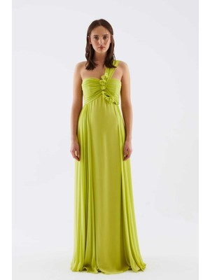 ROMAN Boyundan Bağlamalı Abiye Elbise Küf Sarısı Y2211329_262