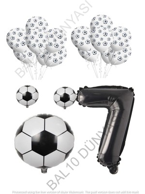 Bal10 Dünyası Siyah Beyaz Futbol Topu Folyo Latex Balon Seti Yaş 7