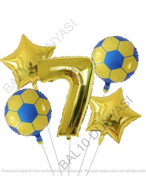 Bal10 Dünyası Sarı Lacivert Futbol Topu Folyo Balon Seti Yaş 7