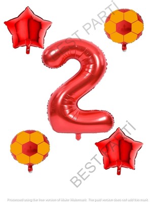 Best Parti Sarı Kırmızı Futbol Topu Folyo Balon Seti Yaş 2
