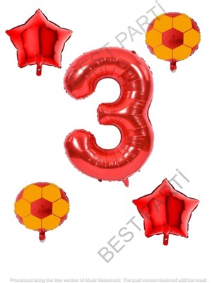 Best Parti Sarı Kırmızı Futbol Topu Folyo Balon Seti Yaş 3