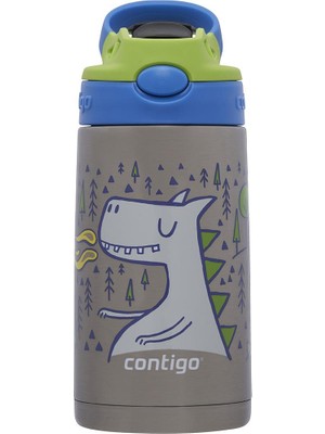 Contigo Çocuk Suluğu 380ml Mavi Çelik Gövde Sızdırmaz Tasarım ile Eğlenceli Kullanım