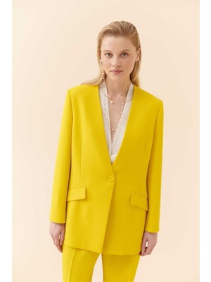 ROMAN Kruvaze Krep Kadın Ceket Sarı Y2316042_009
