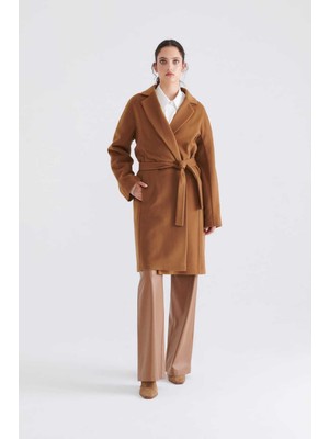 ROMAN Kuşaklı Yün Kaban Camel K2319015_035