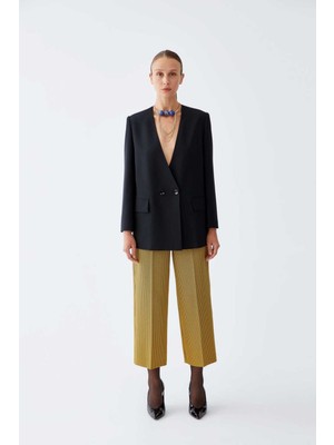 ROMAN Kruvaze Uzun  Kadın Ceket Siyah K2216040_001