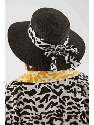 ROMAN Fularlı Hasır Şapka Siyah Y2285504_001