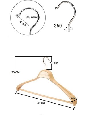 İstanbul Manken 5 Adet Yüksek Kalite 48 cm Ahşap Askı Ceket Askısı Takım Elbise Askısı