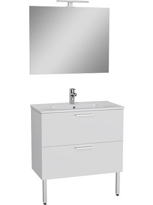 Vitra Mia 75075 Banyo Dolabı Seti Çekmeceli, Ayaklı, 80 Cm, Parlak Beyaz