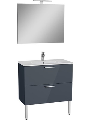 Vitra Mia 75077 Banyo Dolabı Seti Çekmeceli, Ayaklı, 80 Cm, Antrasit