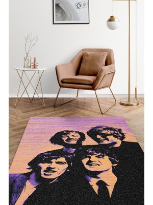 Homshtag  The Beatles Stones Çok Renkli Müzisyen Halısı Dokuma Tabanlı Müzisyene Hediye Halı