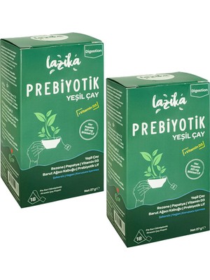 Lazika (2'li Set) Prebiyotik Yeşil Çay (2x18 PLA Piramit Poşet) - Bitkisel Prebiyotik Lif