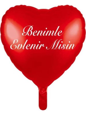 Meri Parti 18 Inc Kalp Benimle Evlenirmisin Kırmızı Renk Folyo Balon Evlilik Teklifi Balon