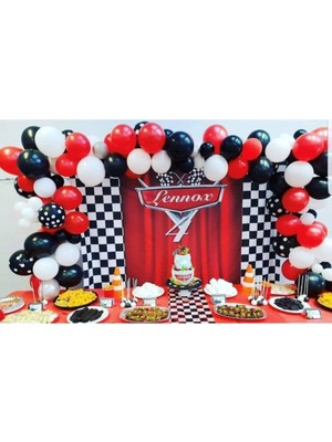 Meri Parti Cars Metalik Balon Zincir Set Balon Konsept Cars Parti Zincir