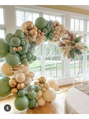 Meri Parti 100 Adet Balon ve Balon Zinciri Konsept Balon Küf Deniz Kumu Gold Krom Balon Doğum Günü